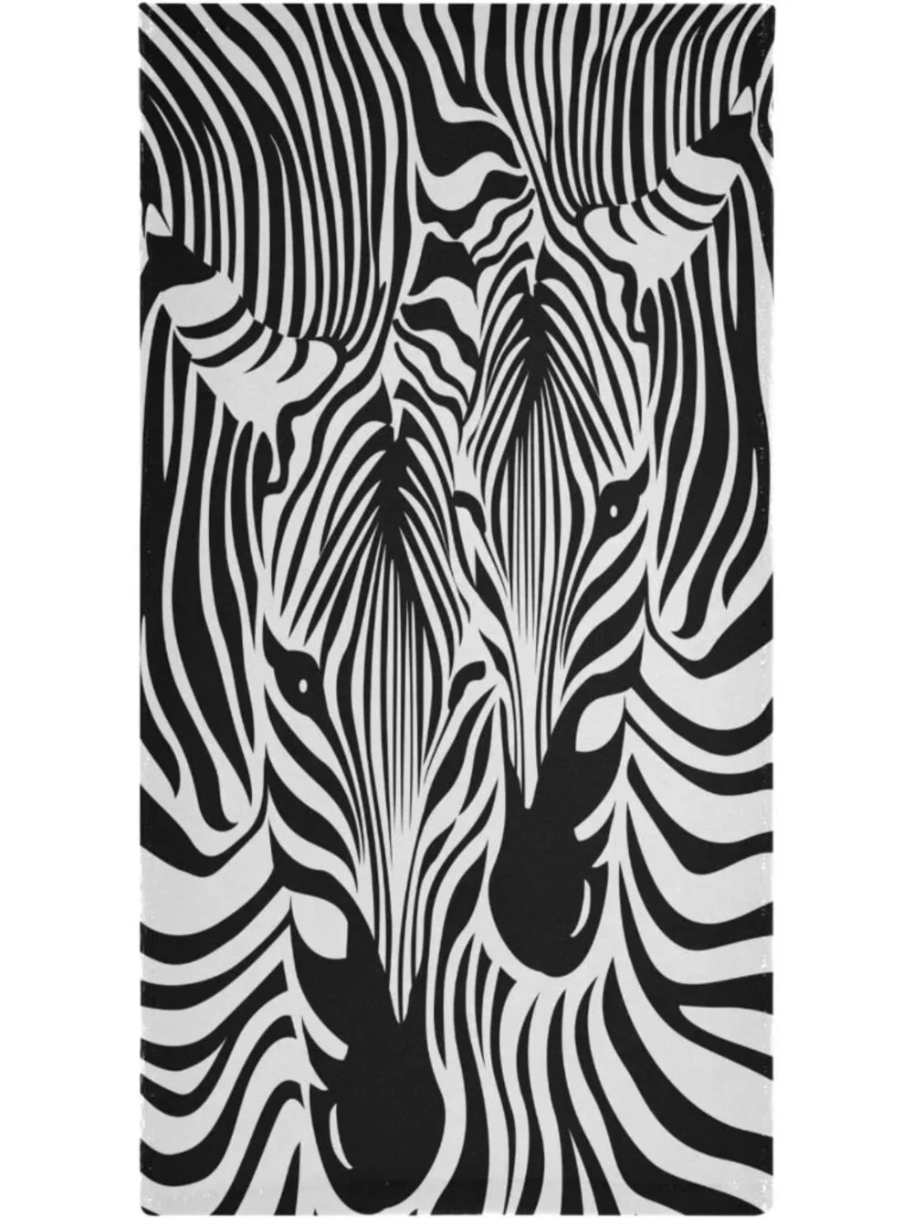 Zebra Print Hand Towels Set of 2 - Soft Absorbent Black & White Stripes for